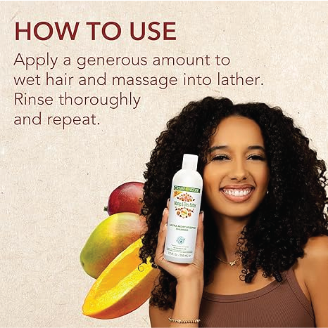 Shampoo with Mango & Shea Butter by Creme of Nature, Ultra Moisturizing for Dry Dehydrated Hair 355ml