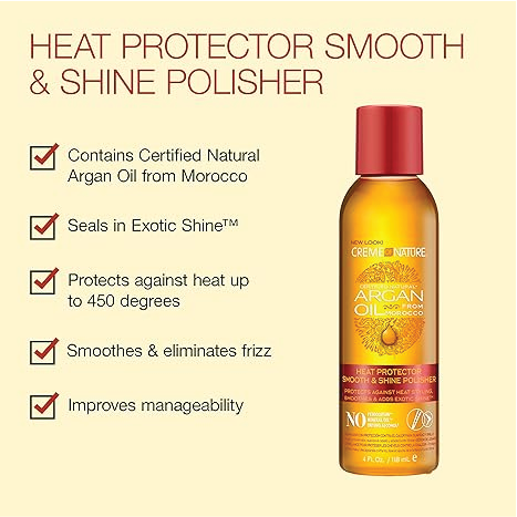Creme of Nature Argan Oil With Heat Protection, Smooth & Shine Hair Polisher 118ml