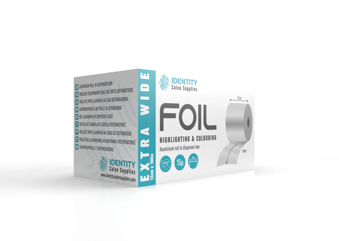 Identity Extra Wide Hair Foil 12cm x 100M DISPENSER BOX