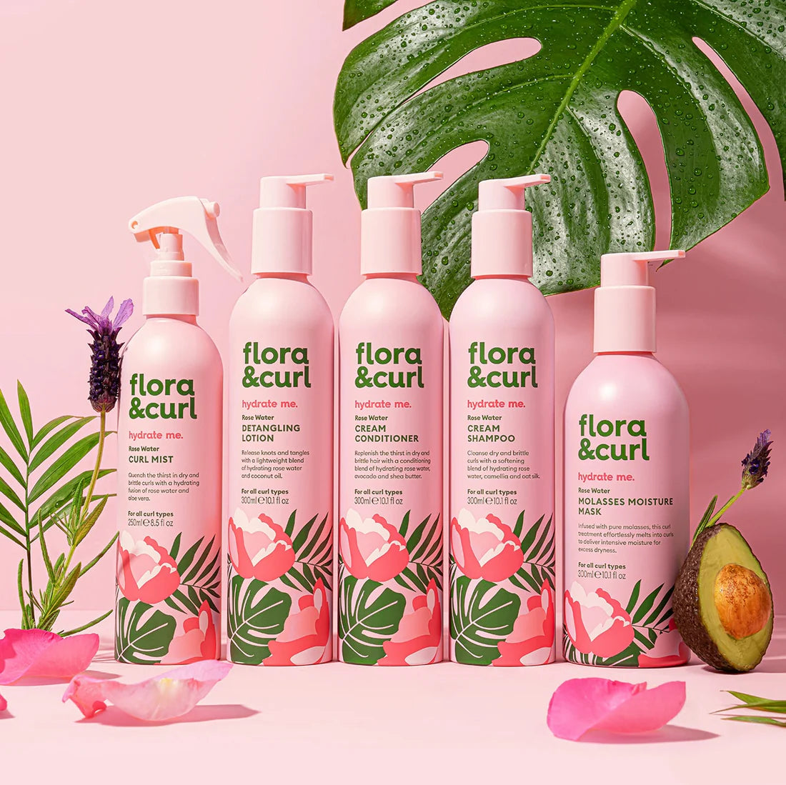 FLORA & CURL hydrate me Rose Water Molasses Moisture Mask 300ml