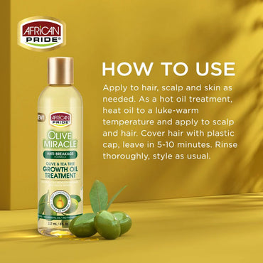 AFRICAN PRIDE OLIVE MIRACLE GROWTH OIL TREATMENT, 8FL OZ
