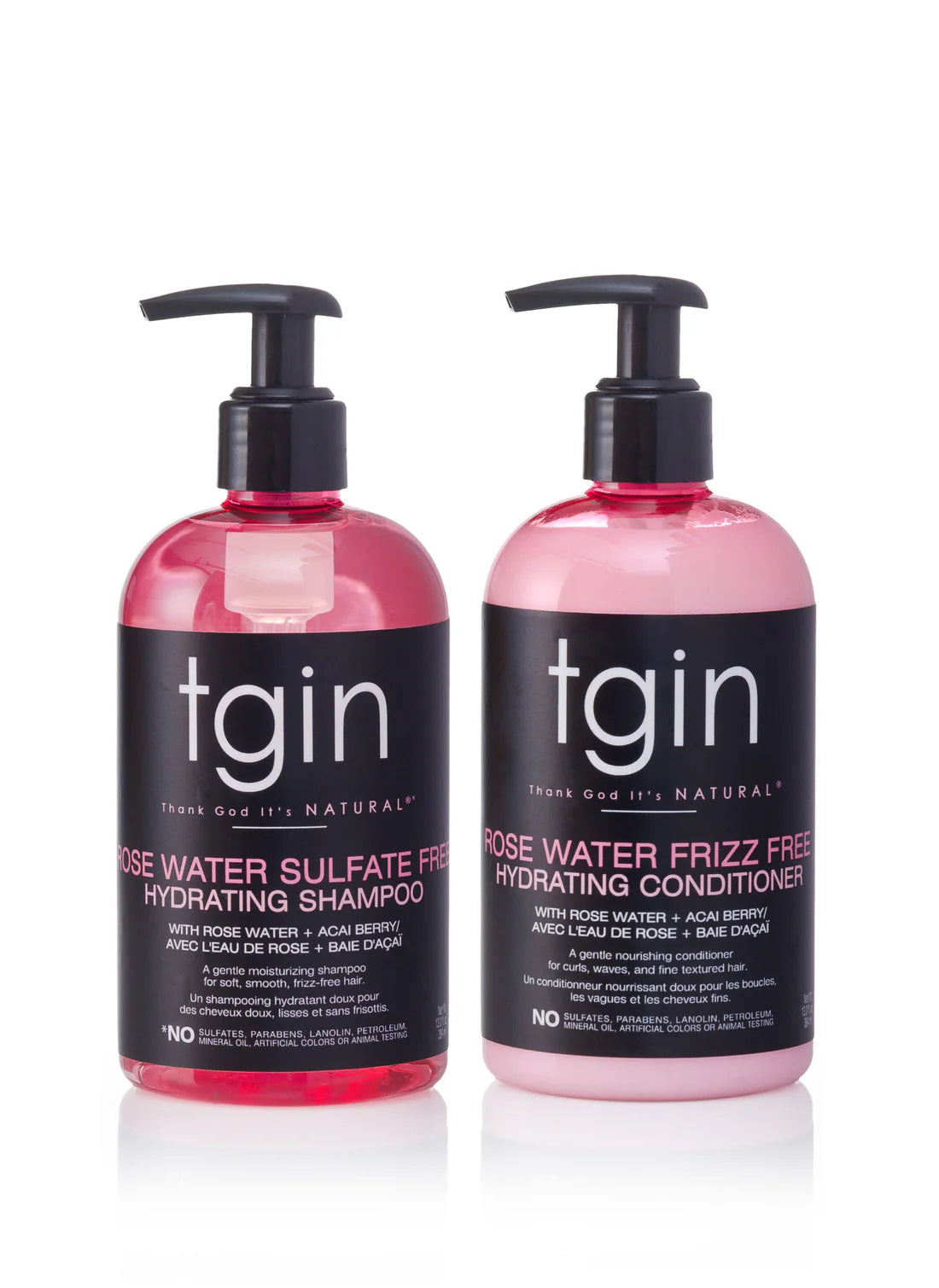 TGIN Rose Water Hydrating Shampoo 13 OZ and Conditioner 13 OZ Duo (13oz each)
