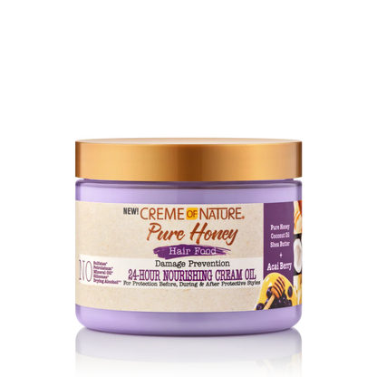 CREME OF NATURE PURE HONEY Hair Food Damage Prevention 24-Hour Nourishing Cream Oil 4.7 oz