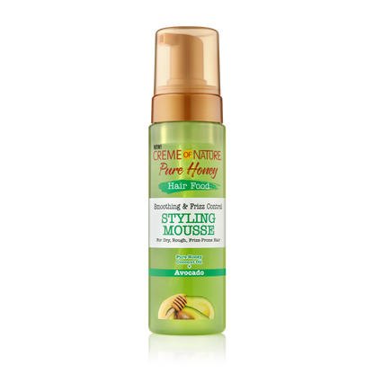 CREME OF NATURE PURE HONEY Hair Food Smoothing & Frizz Control Styling Mousse 7oz