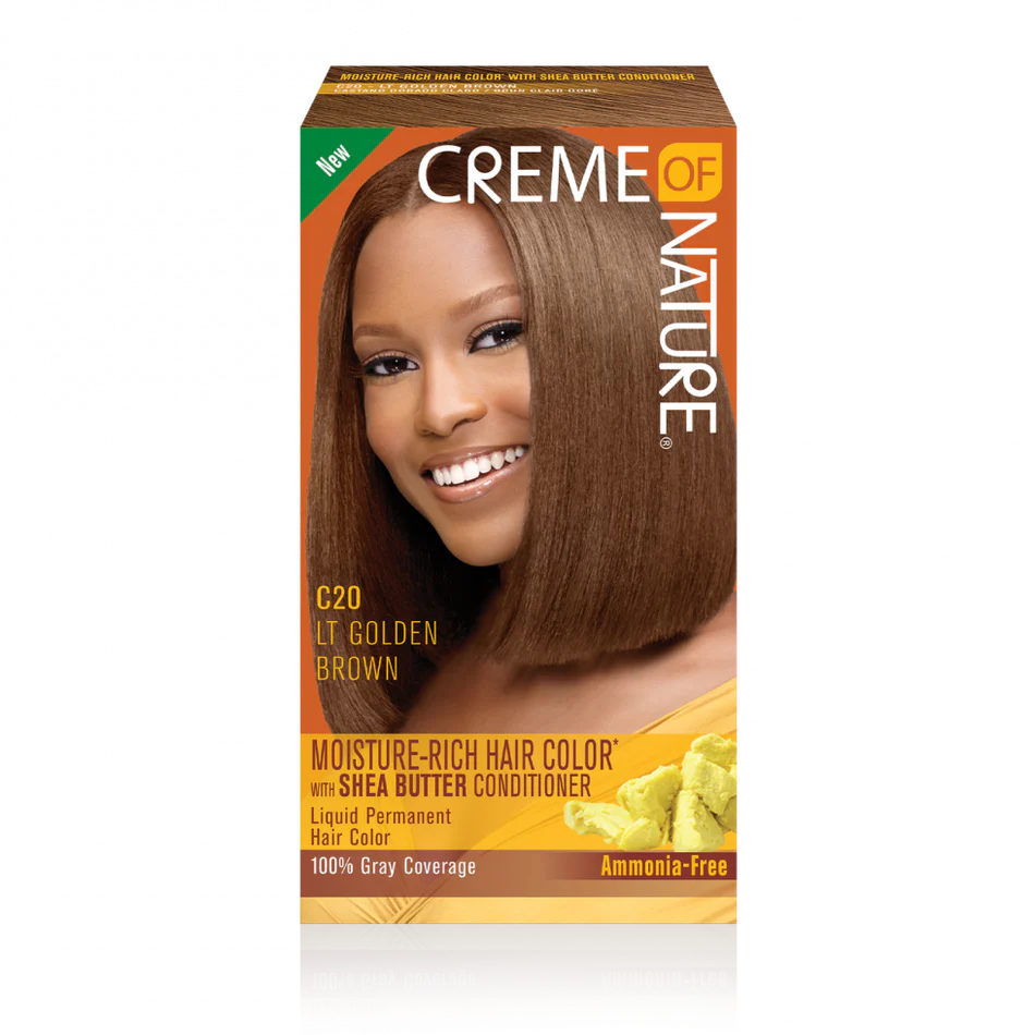 CREME OF NATURE Moisture-Rich Hair Color* with Shea Butter Conditioner C20 Light Golden Brown