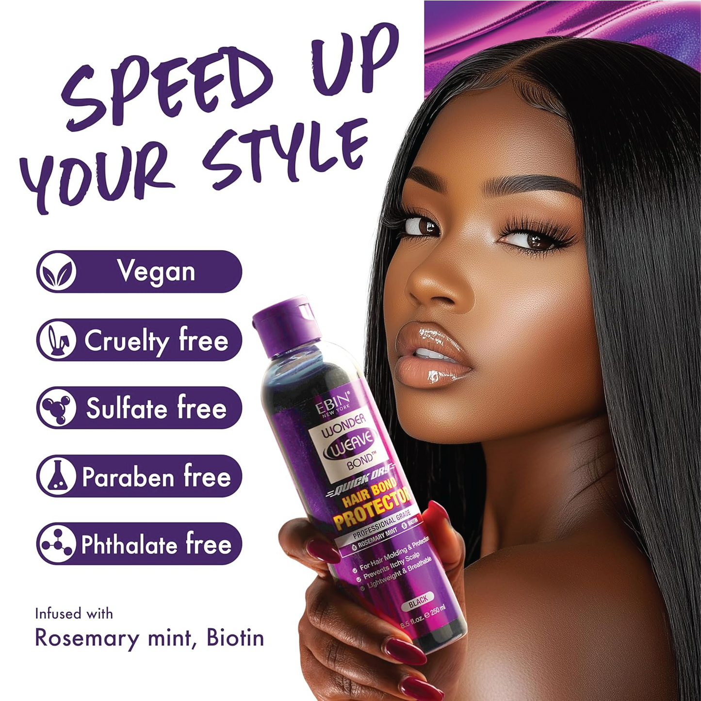 EBIN NEW YORK WONDER WEAVE BOND HAIR BOND PROTECTOR - BLACK 3.38 fl.oz(100ML)