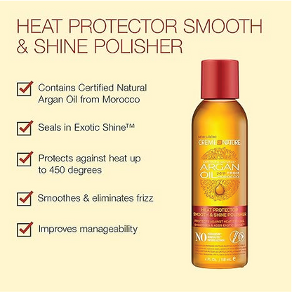 Creme of Nature Argan Oil With Heat Protection, Smooth & Shine Hair Polisher 118ml
