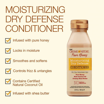CREME OF NATURE PURE HONEY Moisturizing Dry Defense Conditioner 12oz