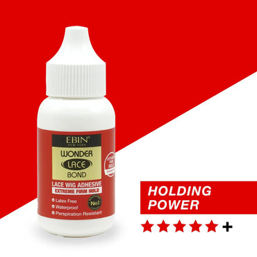 EBIN WONDER LACE BOND WATERPROOF ADHESIVE - EXTREME FIRM HOLD-34 ML[RED]
