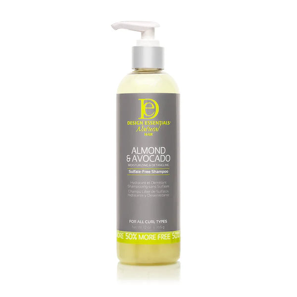 DESIGN ESSENTIALS ALMOND & AVOCADO MOISTURIZING & DETANGLING SULFATE-FREE SHAMPOO-12 OZ