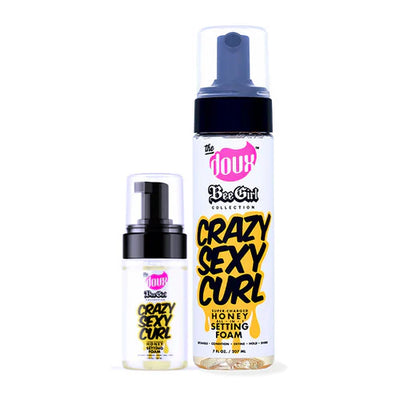 THE DOUX CRAZYSEXYCURL HONEY SETTING FOAM TRAVEL SIZE AND RETIAL SIZE