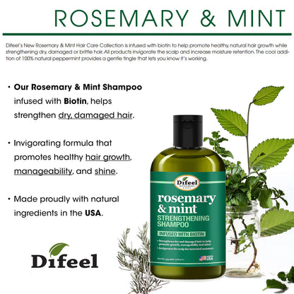 DIFEEL ROSEMARY AND MINT HAIR STRENGTHENING SHAMPOO WITH BIOTIN 12 oz