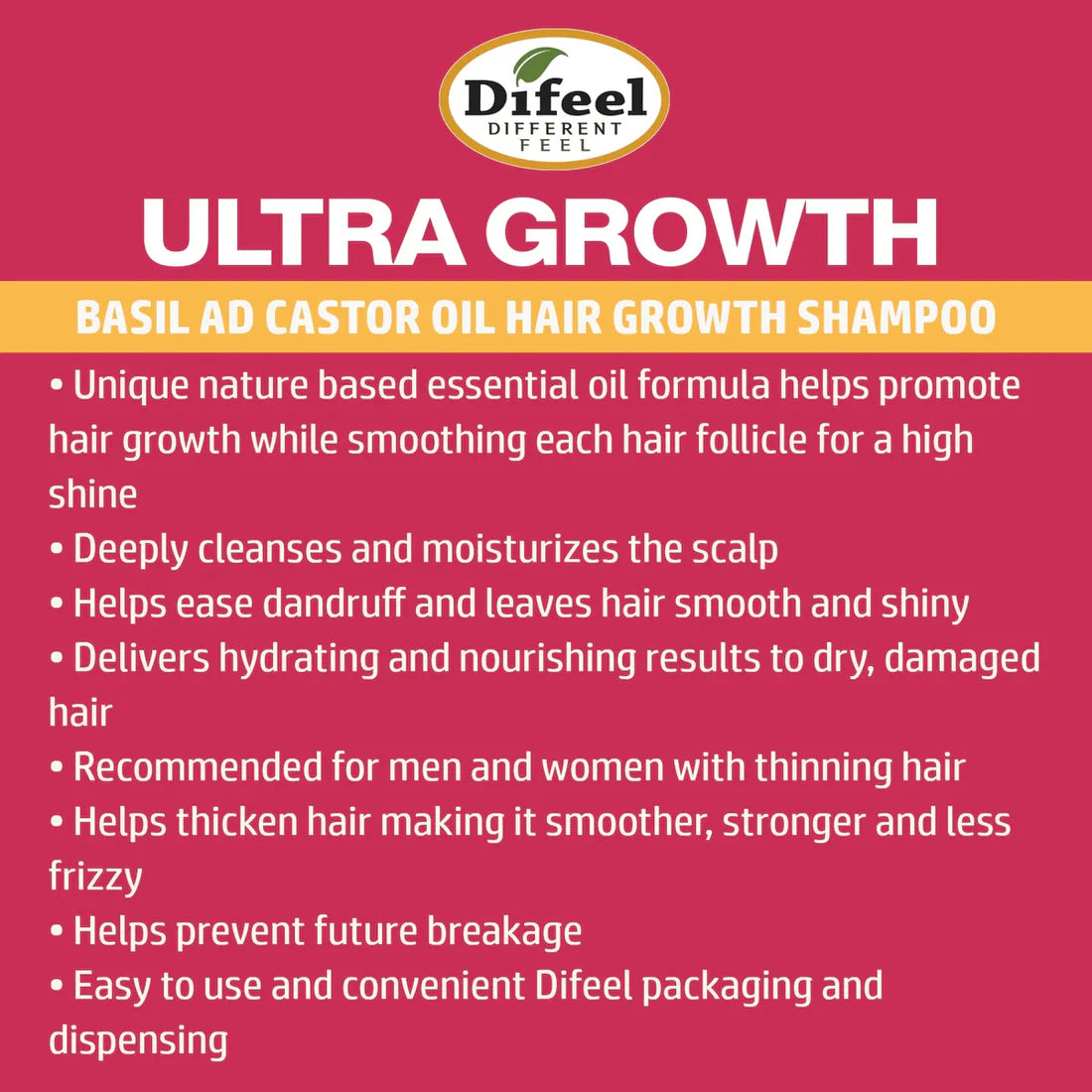 DIFEEL ULTRA GROWTH BASIL & CASTOR OIL PRO GROWTH SHAMPOO 33.8 OZ