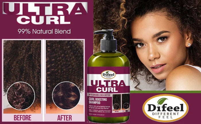DIFEEL ULTRA CURL WITH ARGAN & SHEA BUTTER - CURL BOOSTING SHAMPOO 12 OZ.