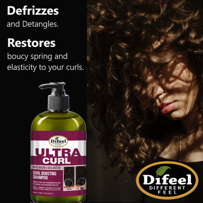 DIFEEL ULTRA CURL WITH ARGAN & SHEA BUTTER - CURL BOOSTING SHAMPOO 12 OZ.