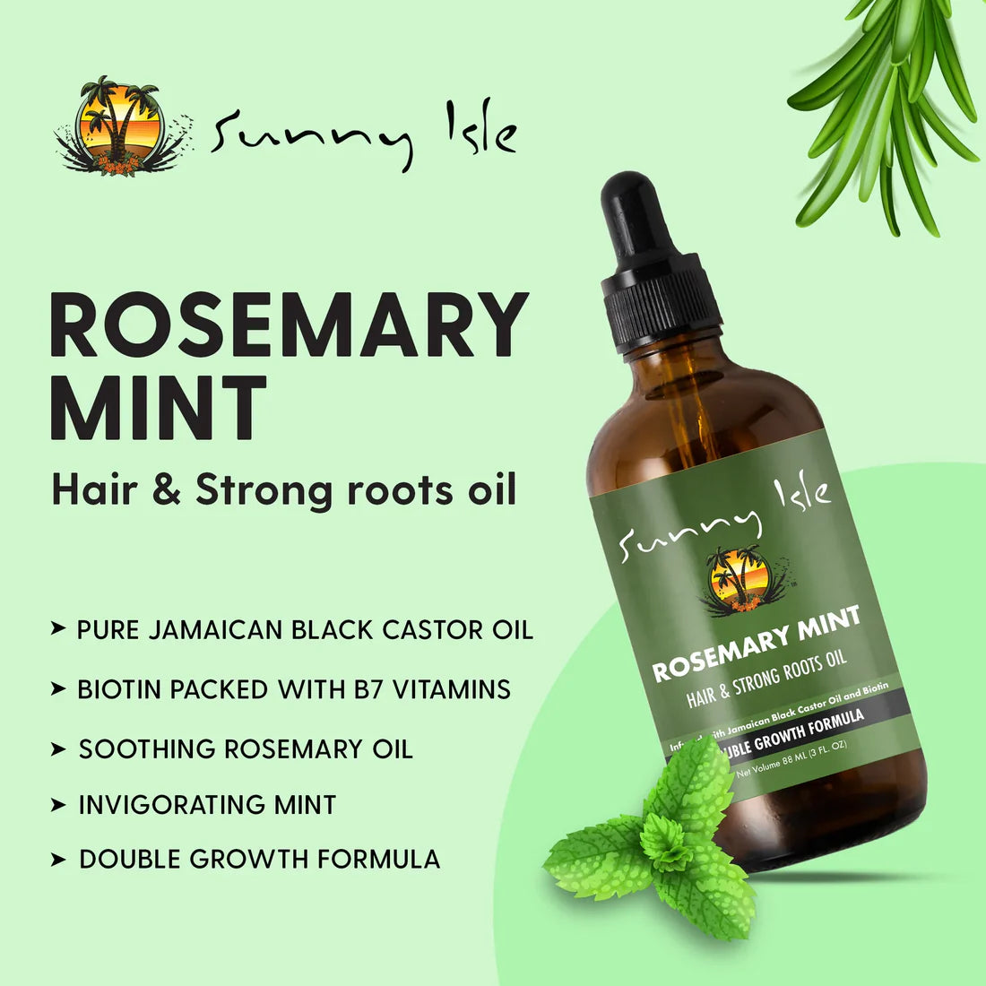 Sunny Isle Rosemary Mint Hair and Strong Roots Oil 4 OZ