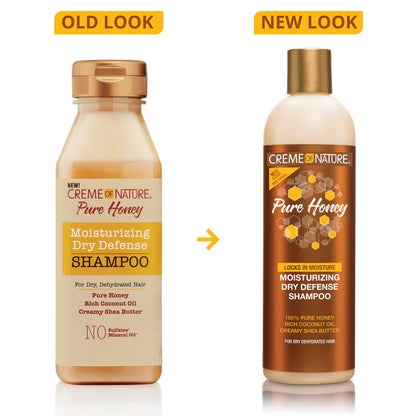 CREME OF NATURE PURE HONEY Moisturizing Dry Defense Shampoo 12oz