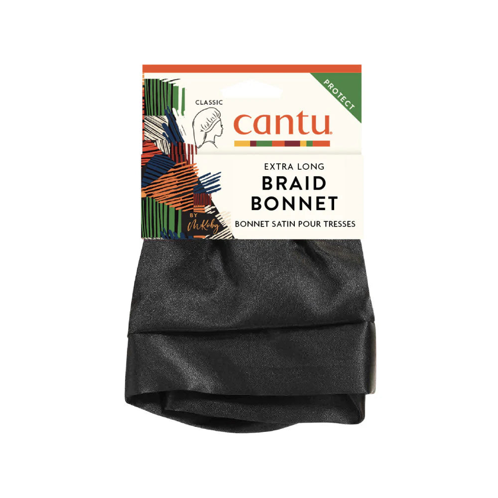 Cantu Braid Bonnet Extra Long Sleep Cap, Black